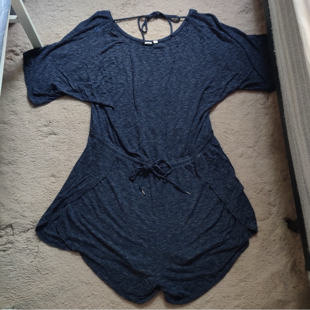 GAP Dark Navy Blue Boat Neck Women's Romper with Waist Tie